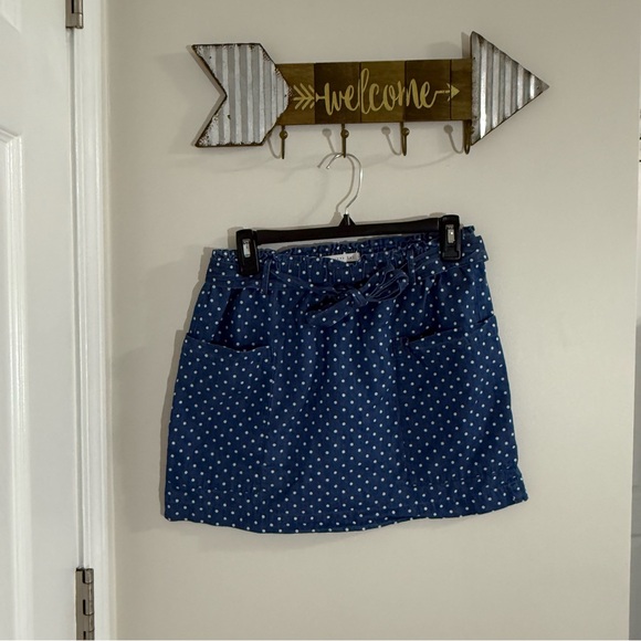 Copper Key Dresses & Skirts - Copper Key Denim Polka Dot Mini Skirt with Pockets